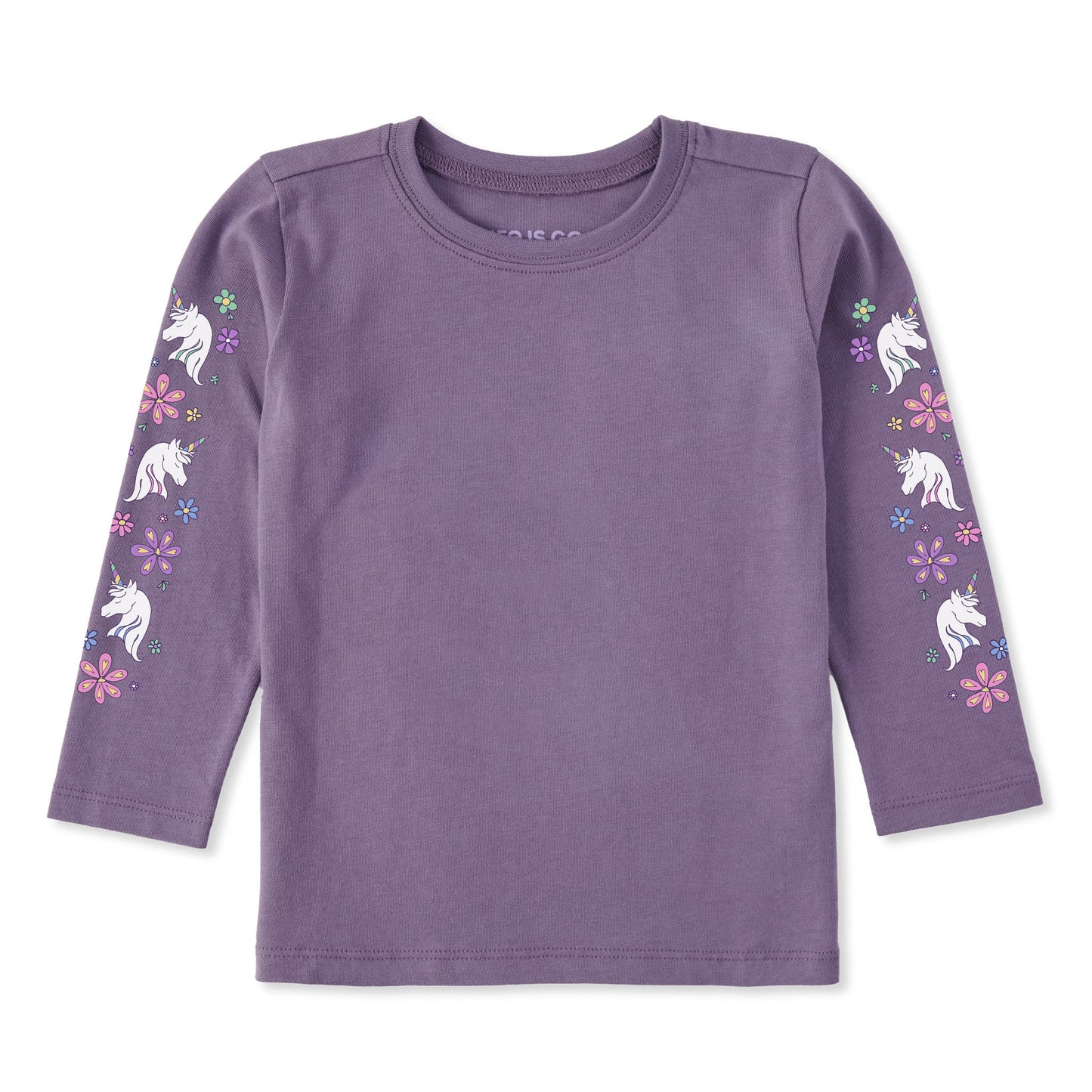 Toddler Unicorn Flowers Long Sleeve Crusher Tee