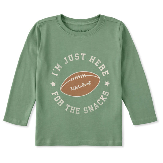 Toddler Football Here for the Snacks Long Sleeve Crusher Tee
