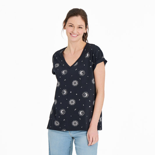 Women's Celestial Zodiac Pattern Crusher-LITE Easy Vee