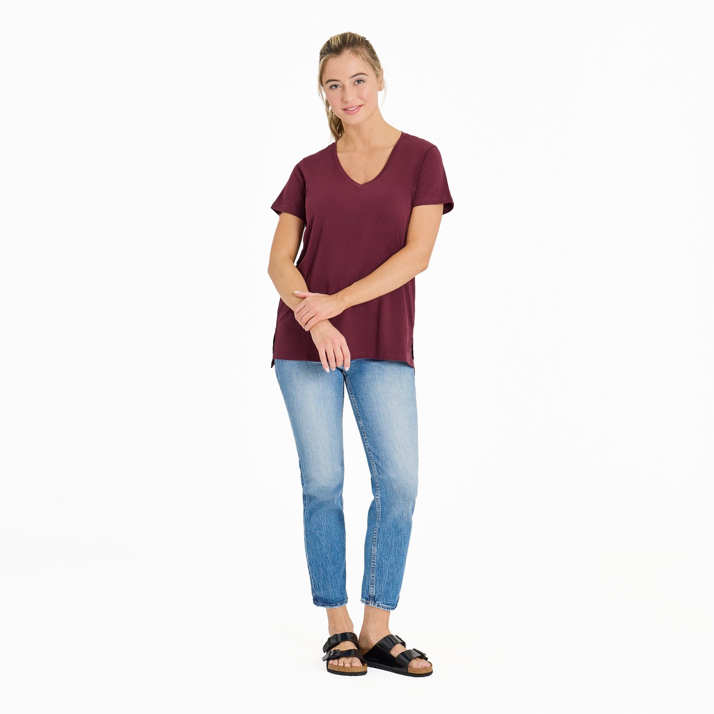 Women's Solid Modal Ribbed Tee