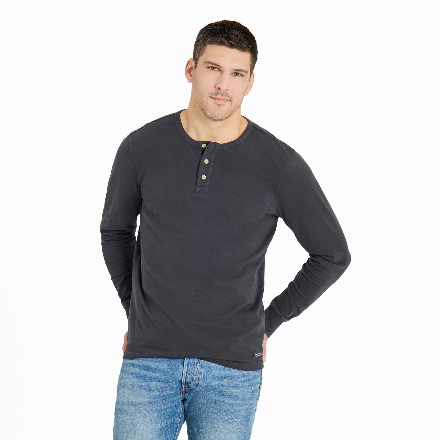 Men's Solid Long Sleeve Crusher-LITE Slim Fit Henley
