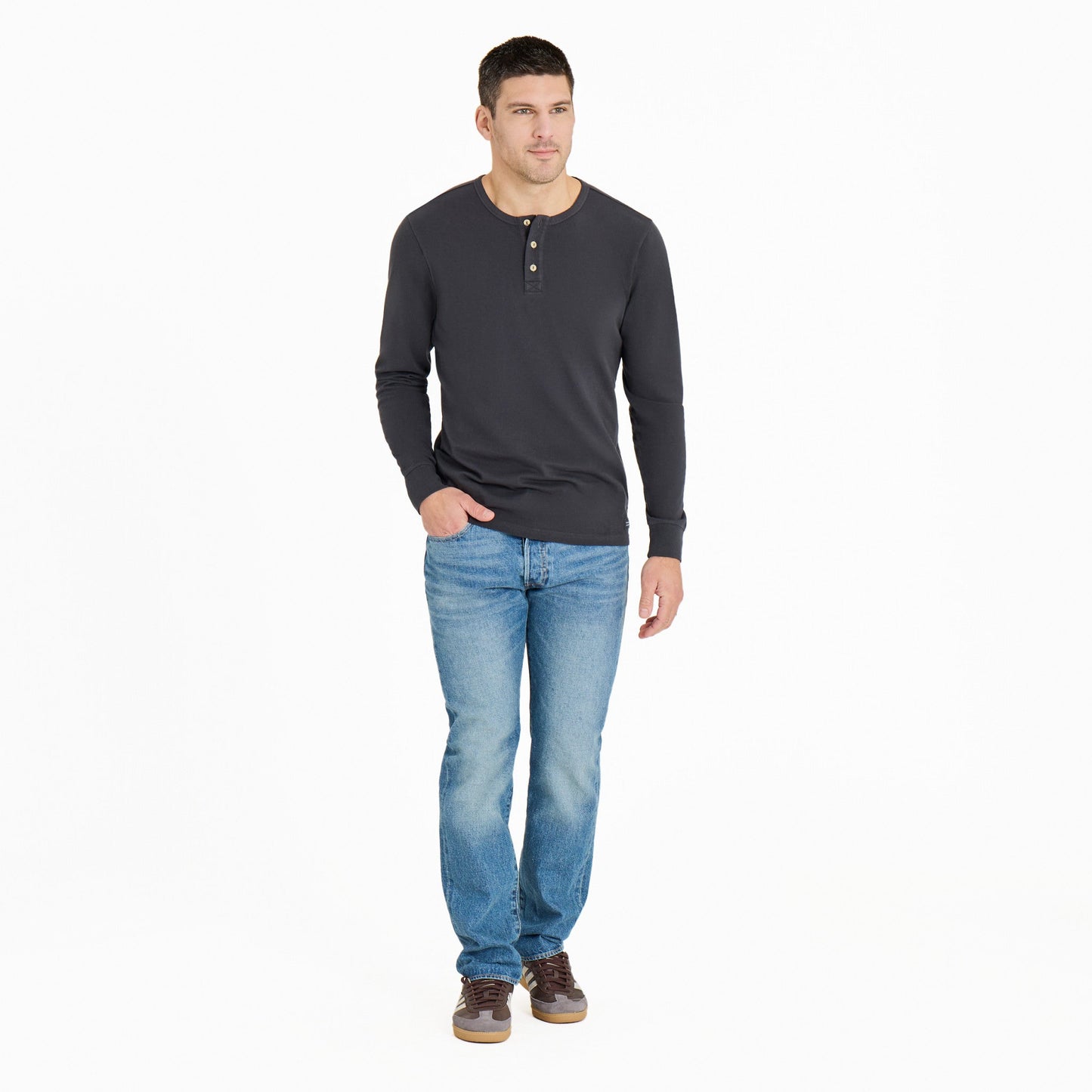 Men's Solid Long Sleeve Crusher-LITE Slim Fit Henley