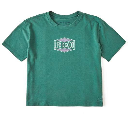 Women's Positive Lifestyle Hexagon Short Sleeve Crusher Boxy Tee