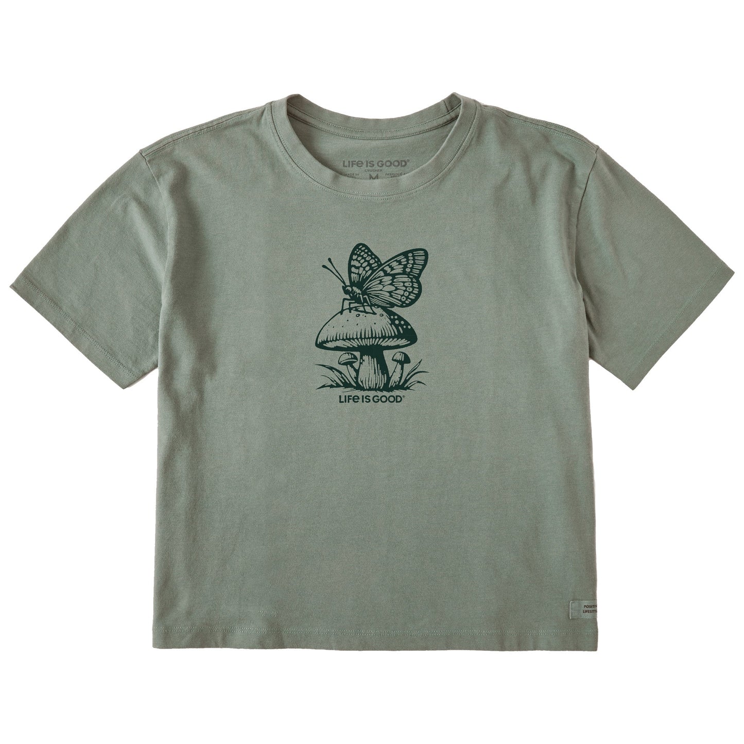 Women's Mushroom Butterfly Short Sleeve Crusher Boxy Tee