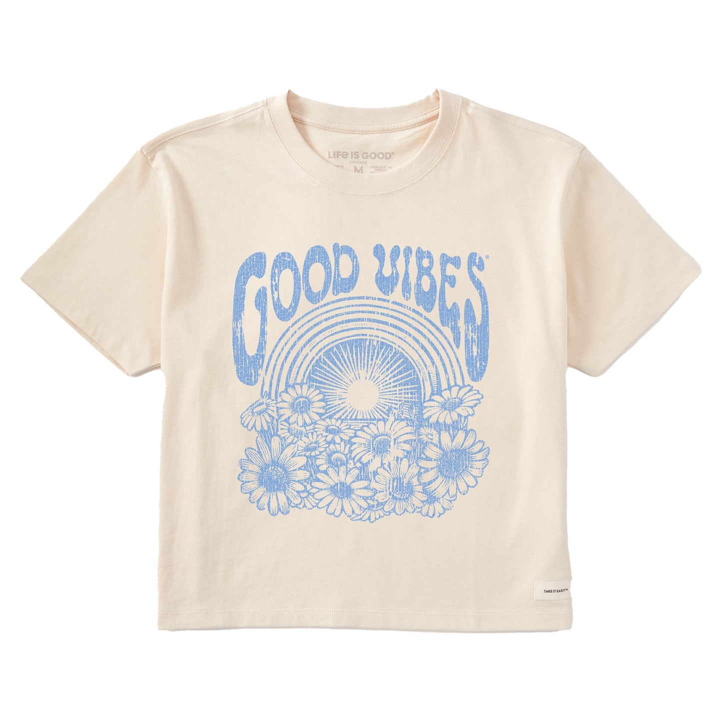 Women's Good Vibes Flowers Short Sleeve Crusher Boxy Tee