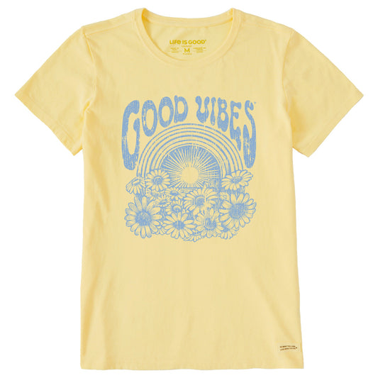 Women's Good Vibes Flowers Short Sleeve Tee