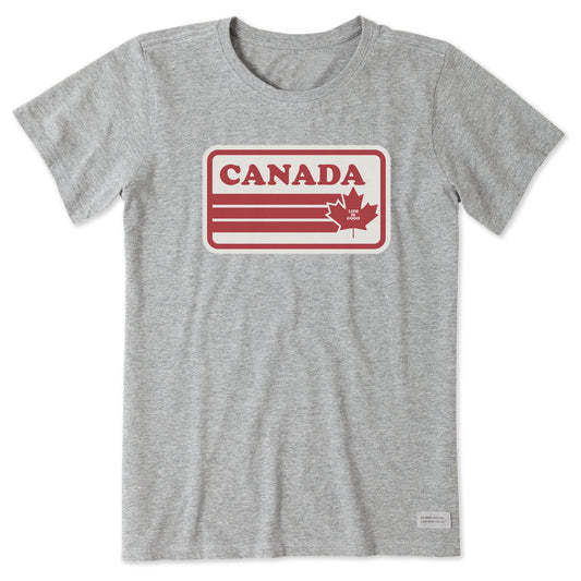 Women's Canada Maple Stripes Short Sleeve Crusher Tee