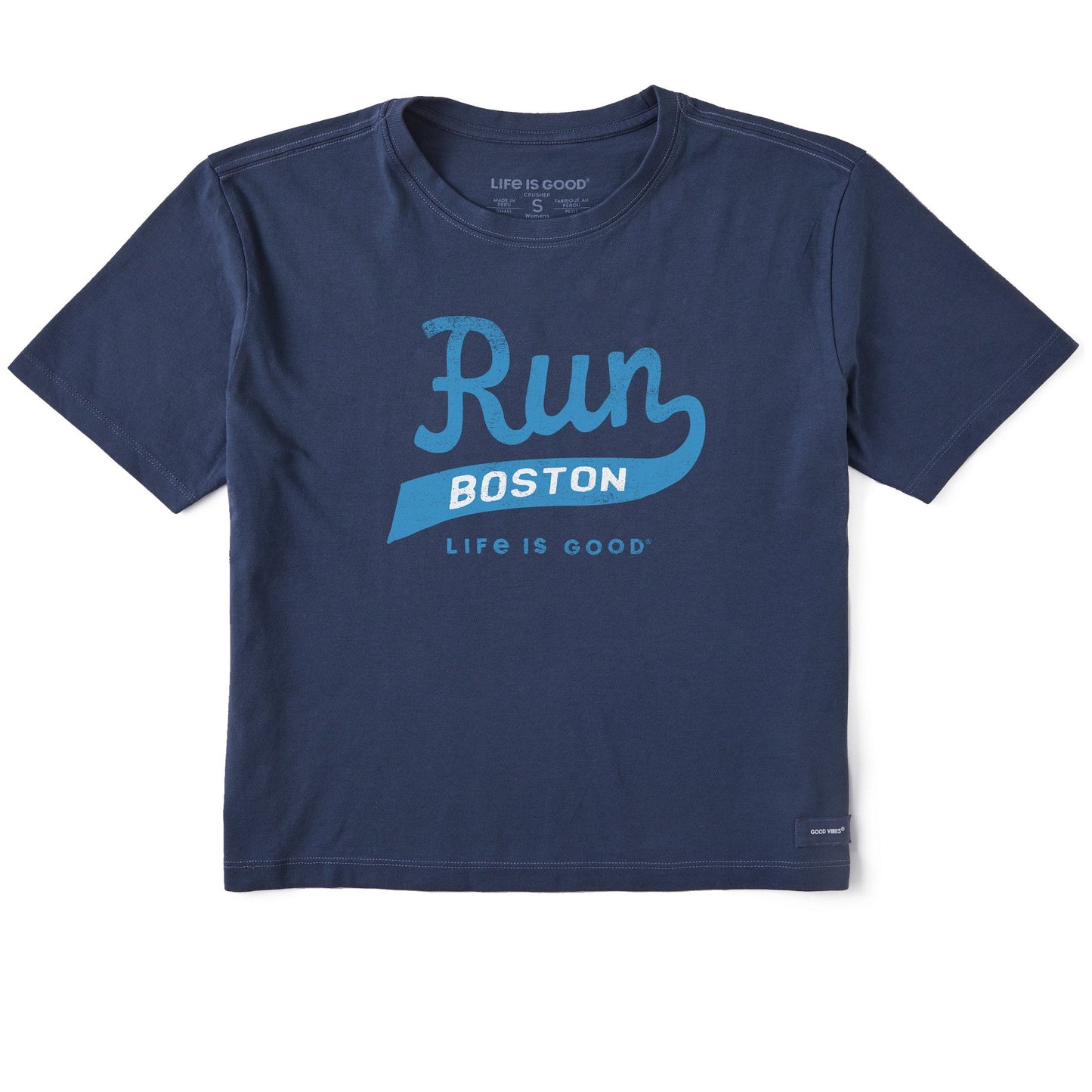 Women's Run Boston Ball Yard Script Short Sleeve Crusher Boxy Tee