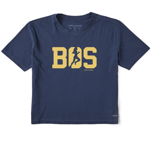 Women's Run Boston Woman Silhouette Short Sleeve Crusher Boxy Tee
