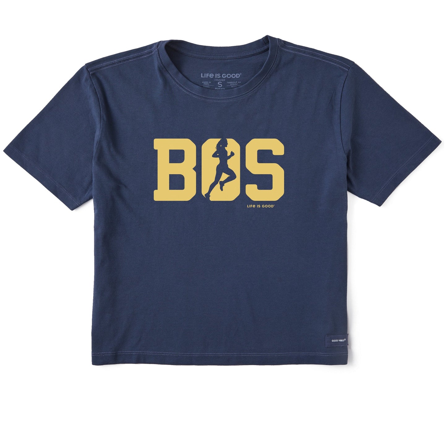 Women's Run Boston Woman Silhouette Short Sleeve Crusher Boxy Tee