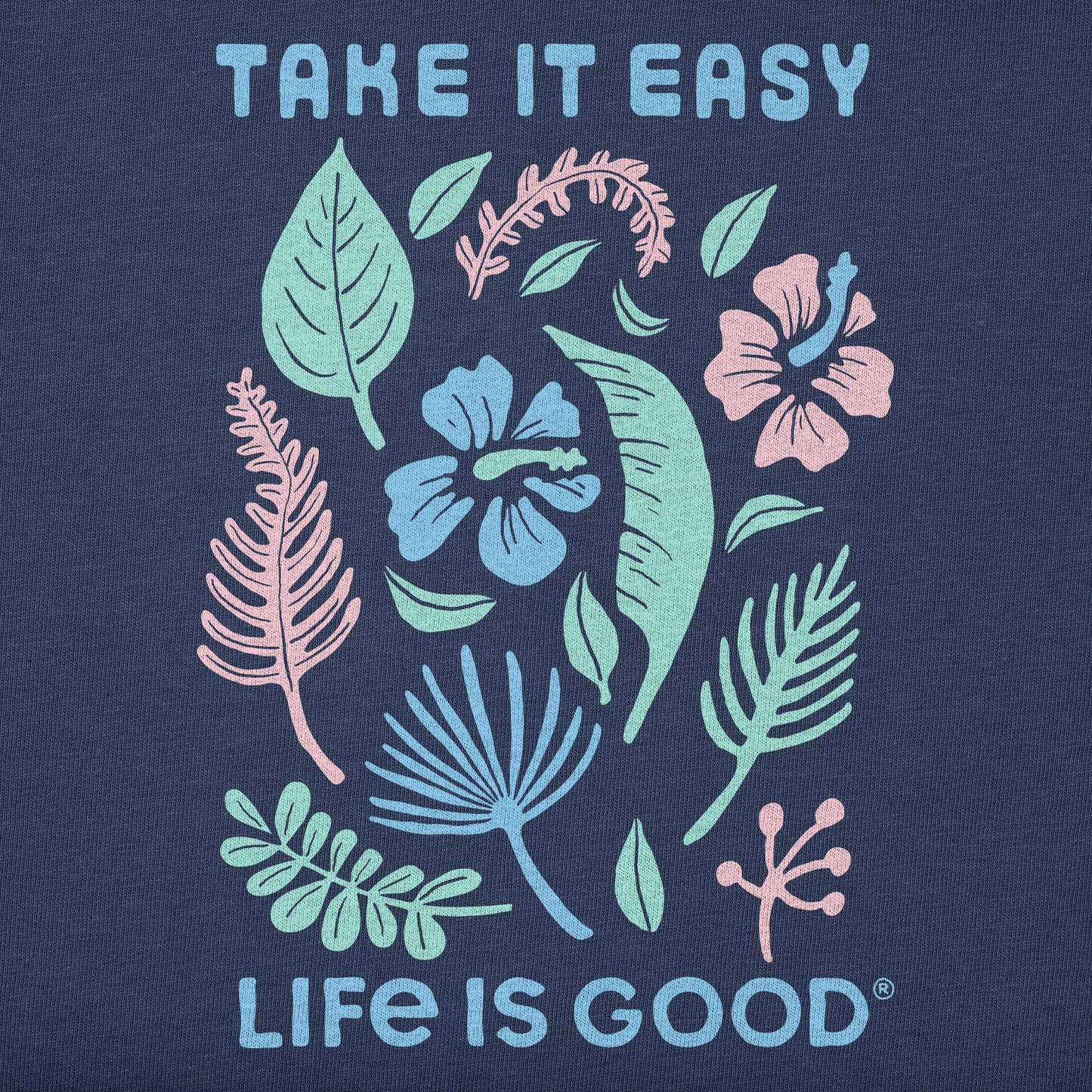 Women's Take it Easy Beach Flowers Short Sleeve Crusher Boxy Tee