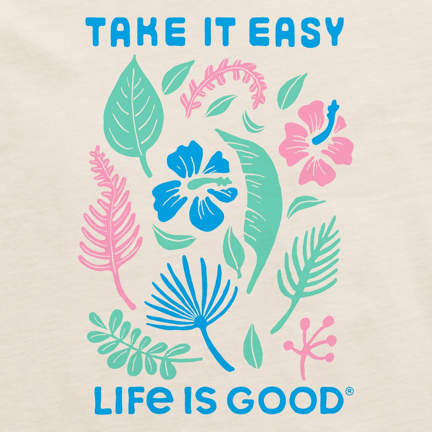 Women's Take it Easy Beach Flowers Short Sleeve Crusher Boxy Tee