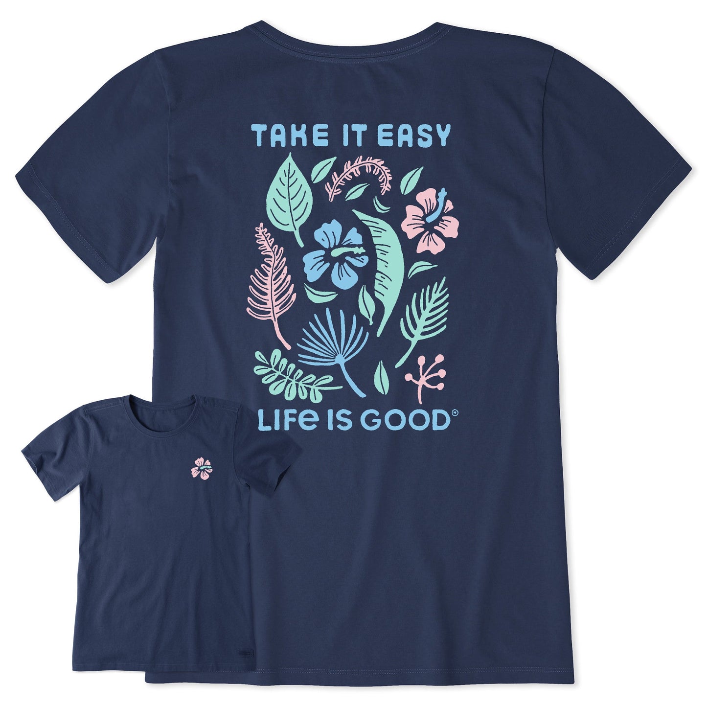 Women's Take it Easy Beach Flowers Short Sleeve Tee