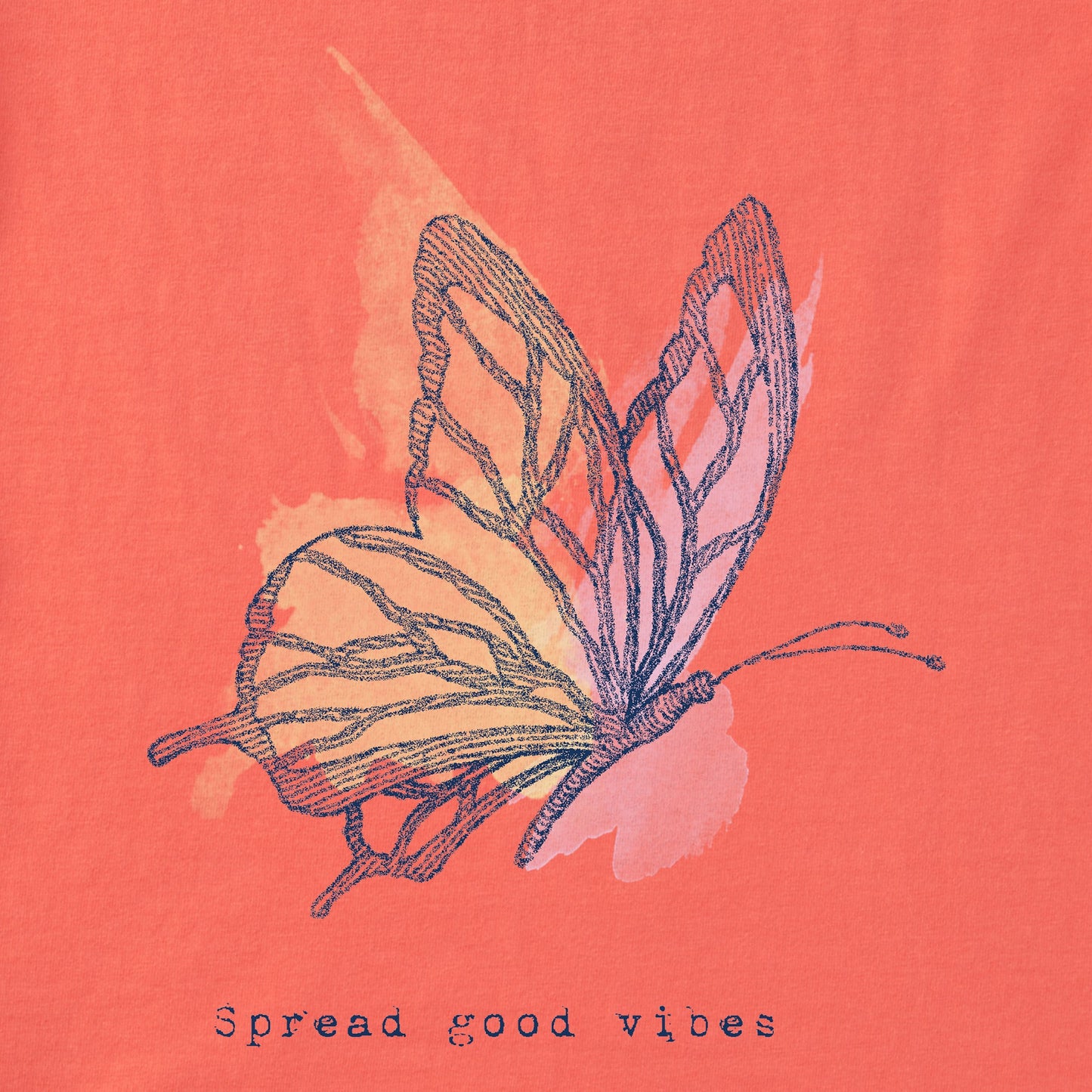 Women's Spread Good Vibes Butterfly Short Sleeve Crusher Vee