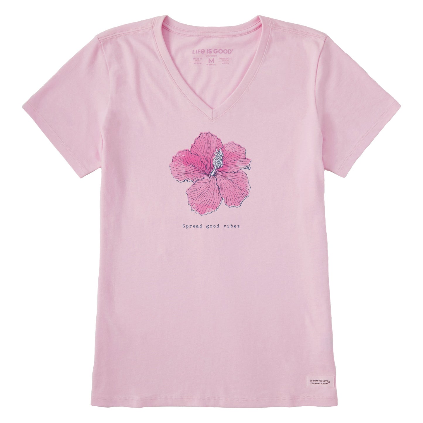 Women's Good Vibes Hibiscus Short Sleeve Crusher Vee