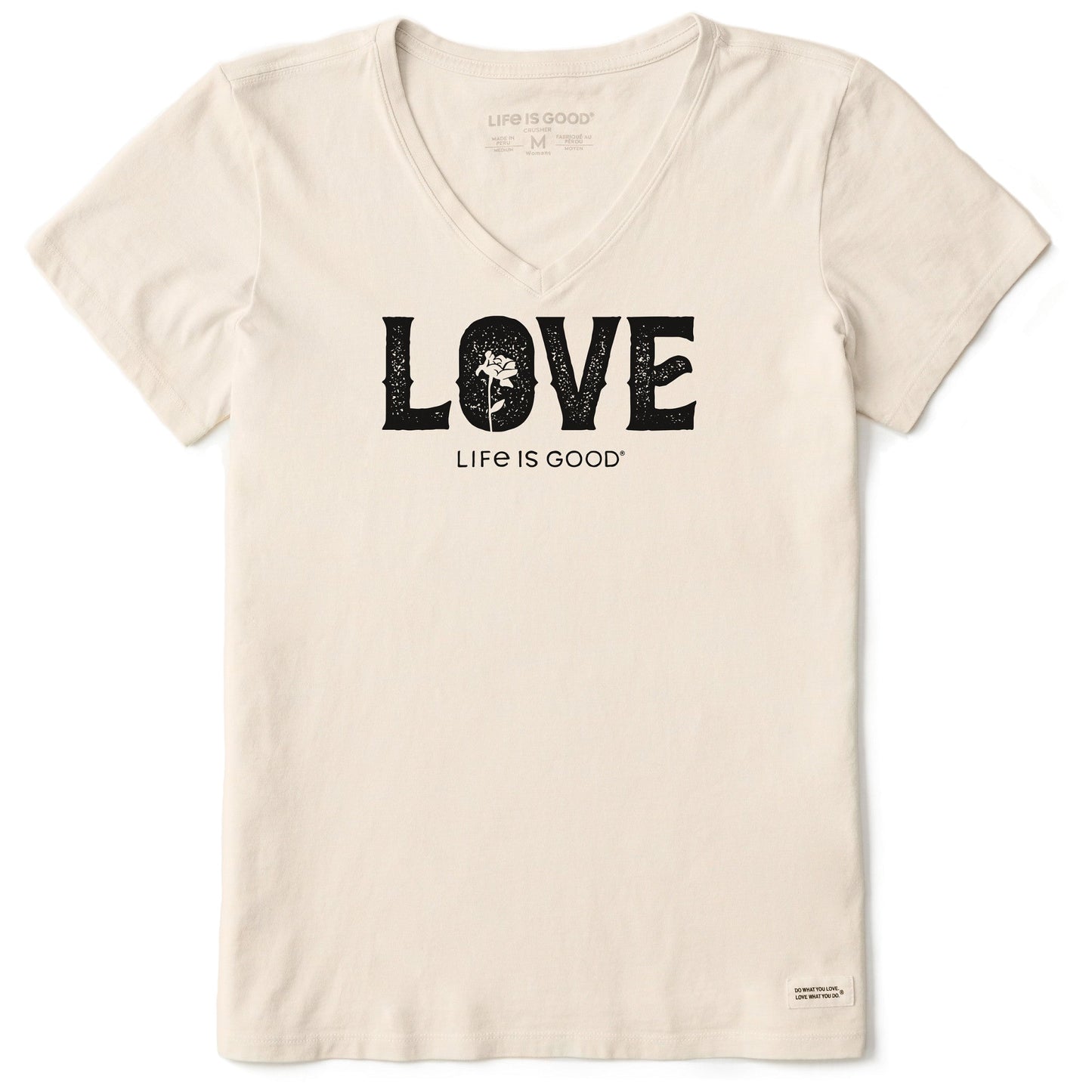 Women's Floral Love Short Sleeve Crusher Vee