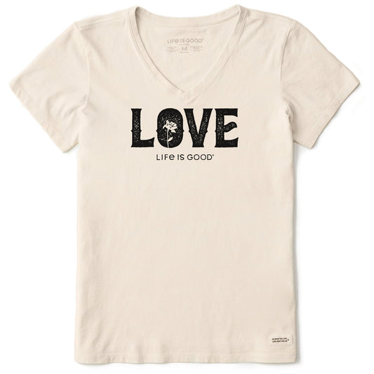 Women's Floral Love Short Sleeve Crusher Vee