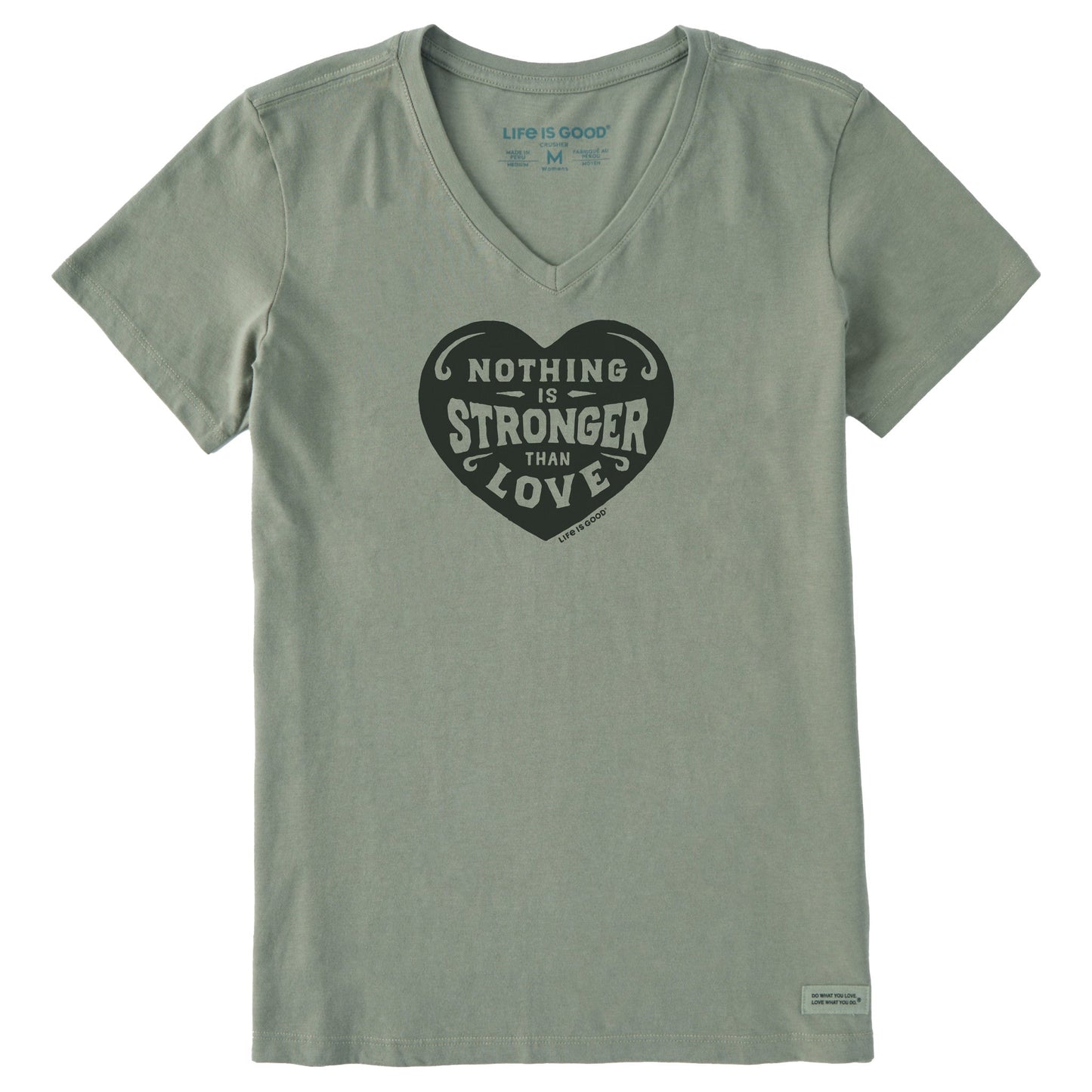 Women's Stronger than Love Heart Short Sleeve Crusher Vee