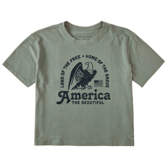 Women's America the Beautiful Eagle Short Sleeve Crusher Boxy Tee