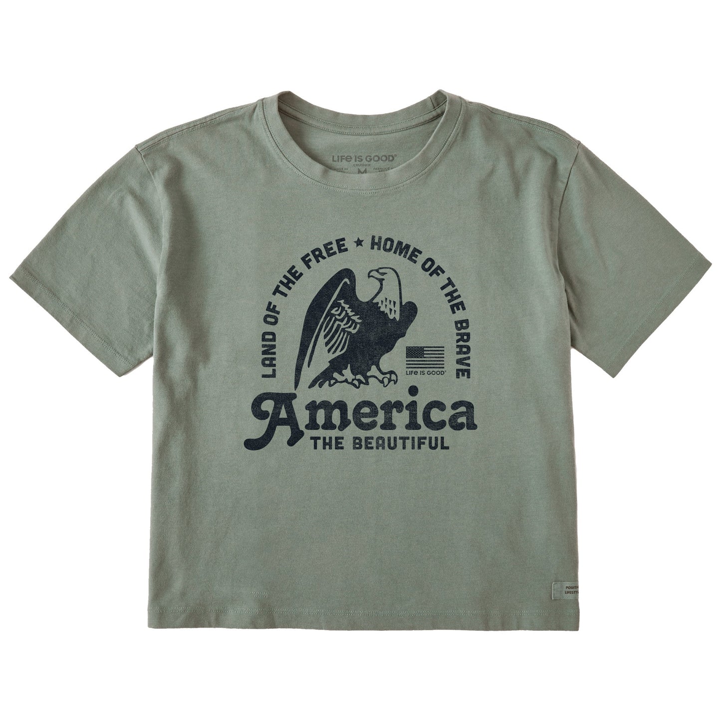 Women's America the Beautiful Eagle Short Sleeve Crusher Boxy Tee