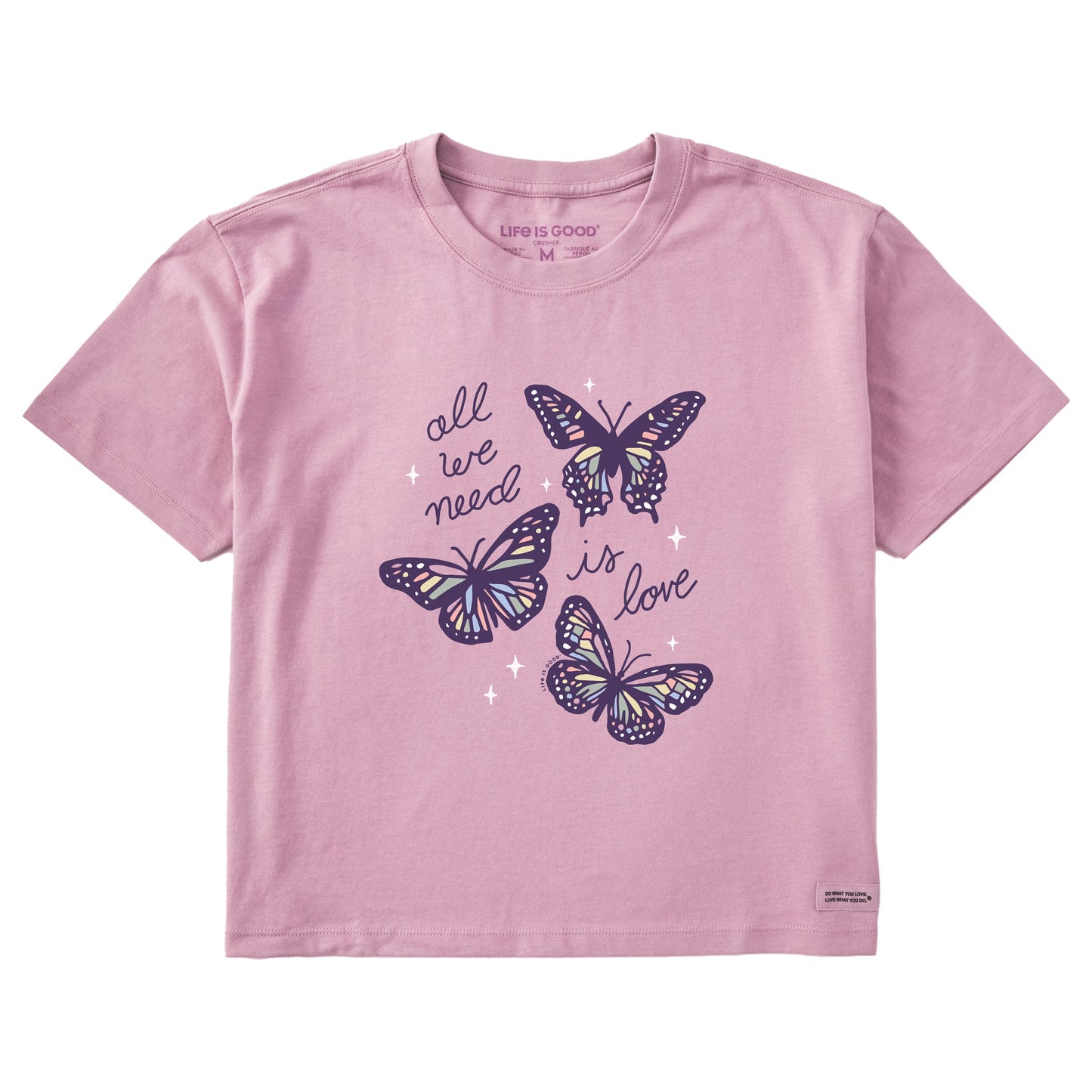 Women's All We Need is Love Butterflies Short Sleeve Crusher Boxy Tee