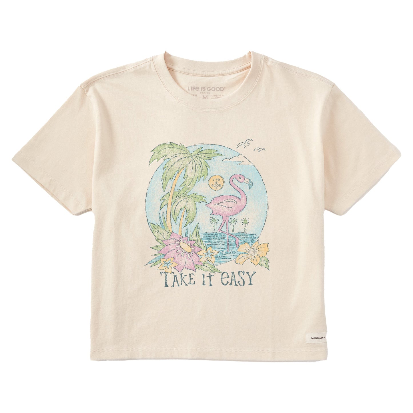 Women's Take it Easy Flamingo Short Sleeve Crusher Boxy Tee