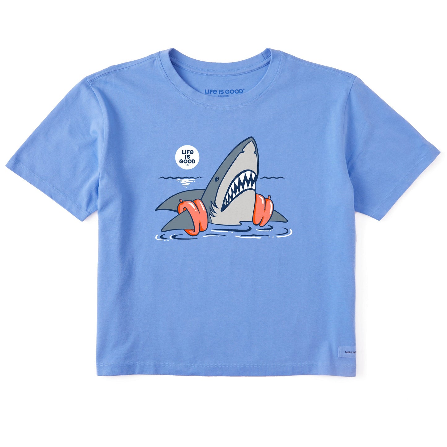 Women's Shark Floaty Swim Short Sleeve Crusher Boxy Tee