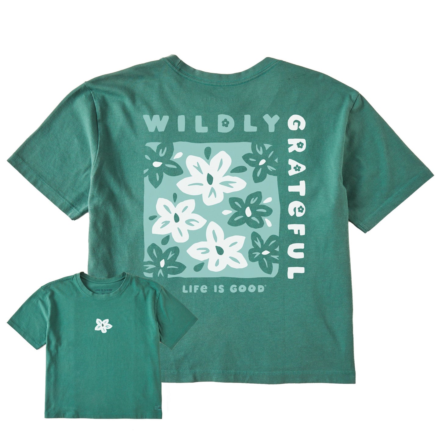 Women's Wildly Grateful Flowers Short Sleeve Crusher Boxy Tee