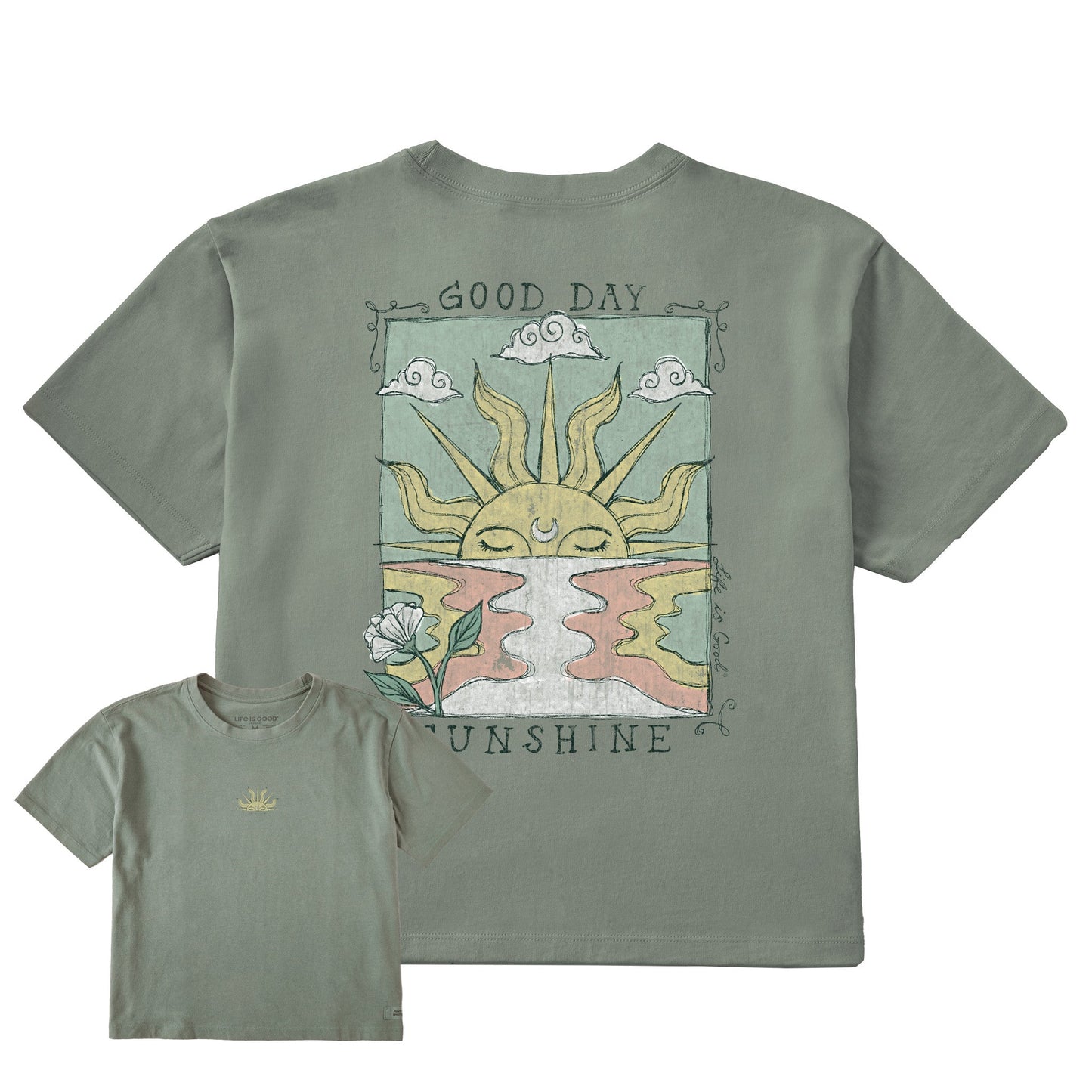 Women's Good Day Sunshine Ocean Short Sleeve Crusher Boxy Tee