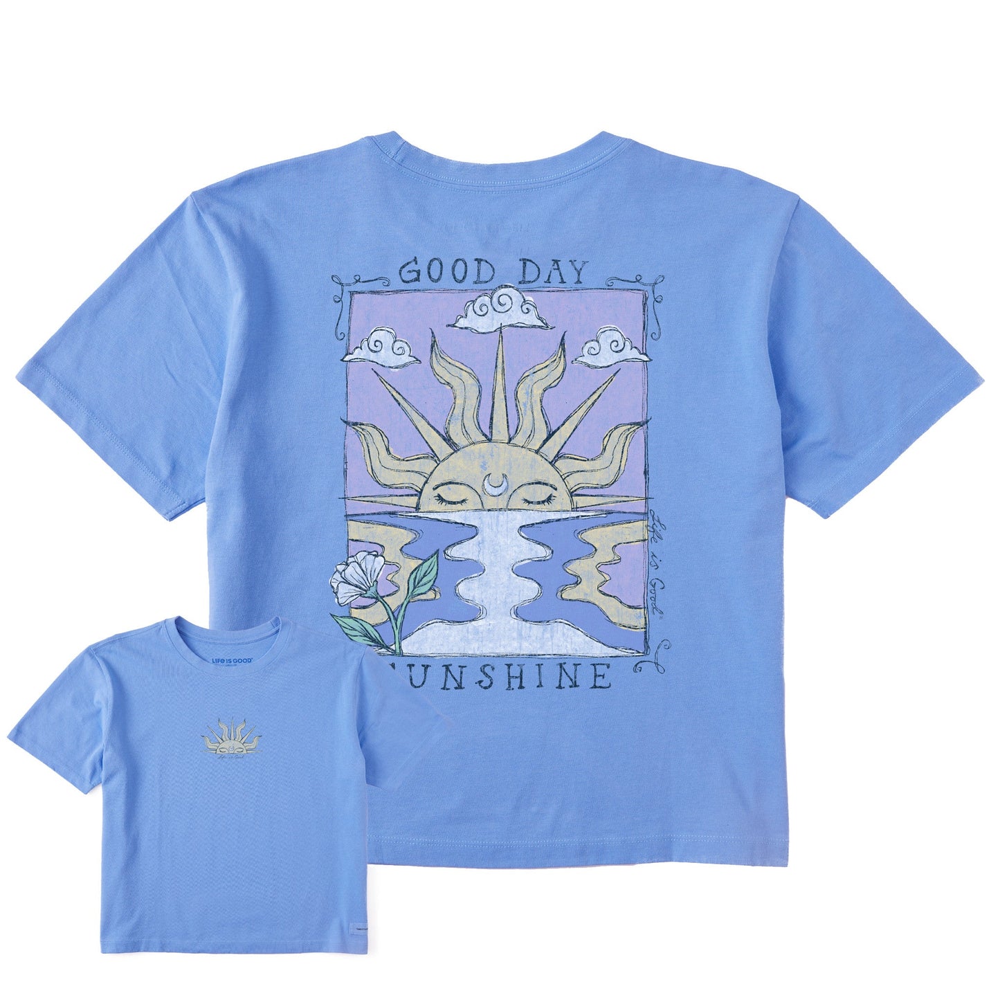 Women's Good Day Sunshine Ocean Short Sleeve Crusher Boxy Tee