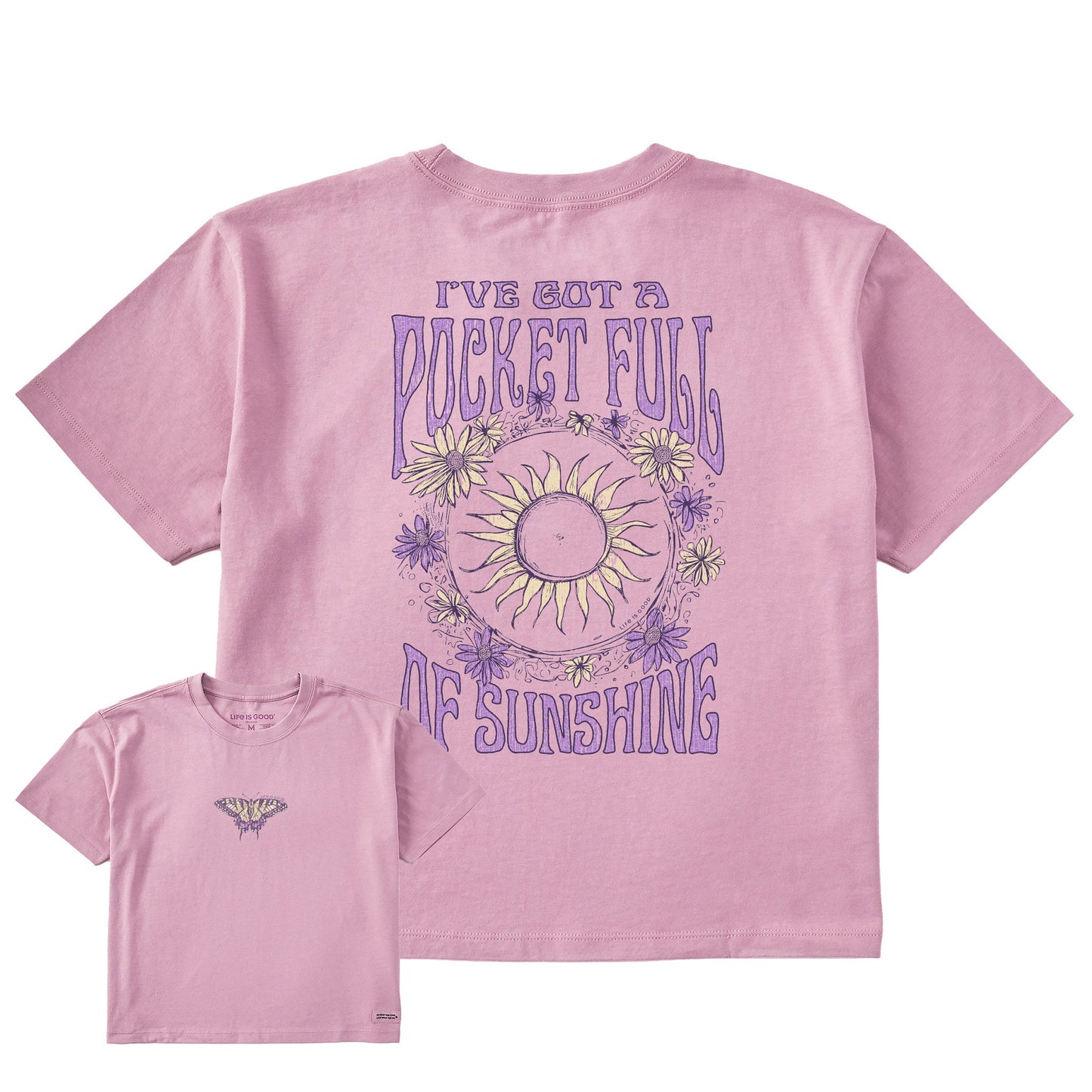 Women's Pocket Full of Sunshine Sun Short Sleeve Crusher Boxy Tee