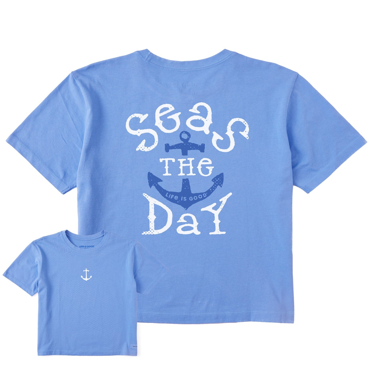 Women's Seas the Day Iron Anchor Short Sleeve Crusher Boxy Tee