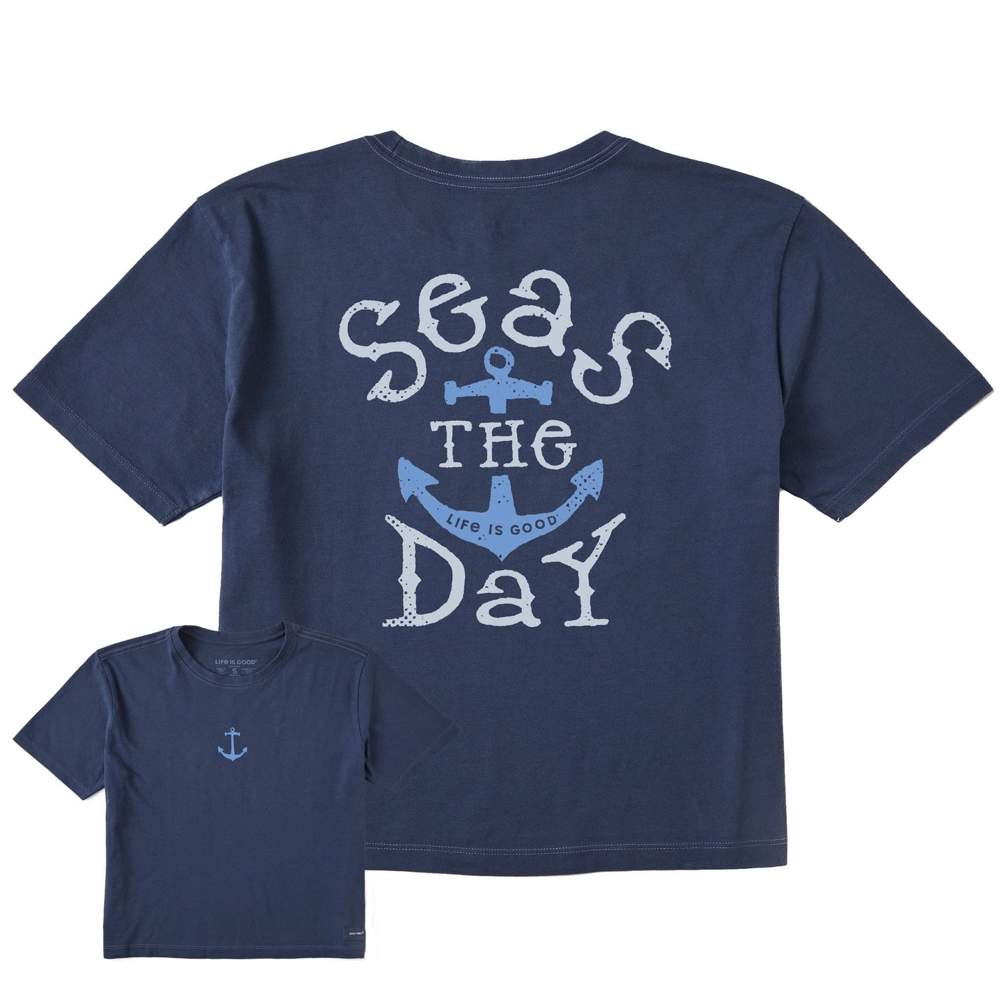 Women's Seas the Day Iron Anchor Short Sleeve Crusher Boxy Tee