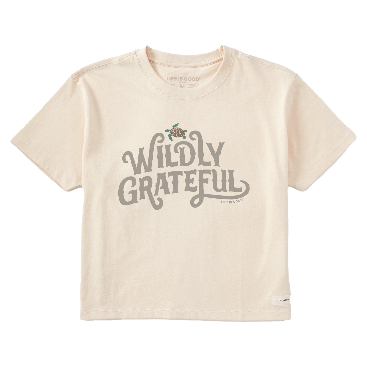 Women's Wildly Grateful Turtle Short Sleeve Crusher Boxy Tee