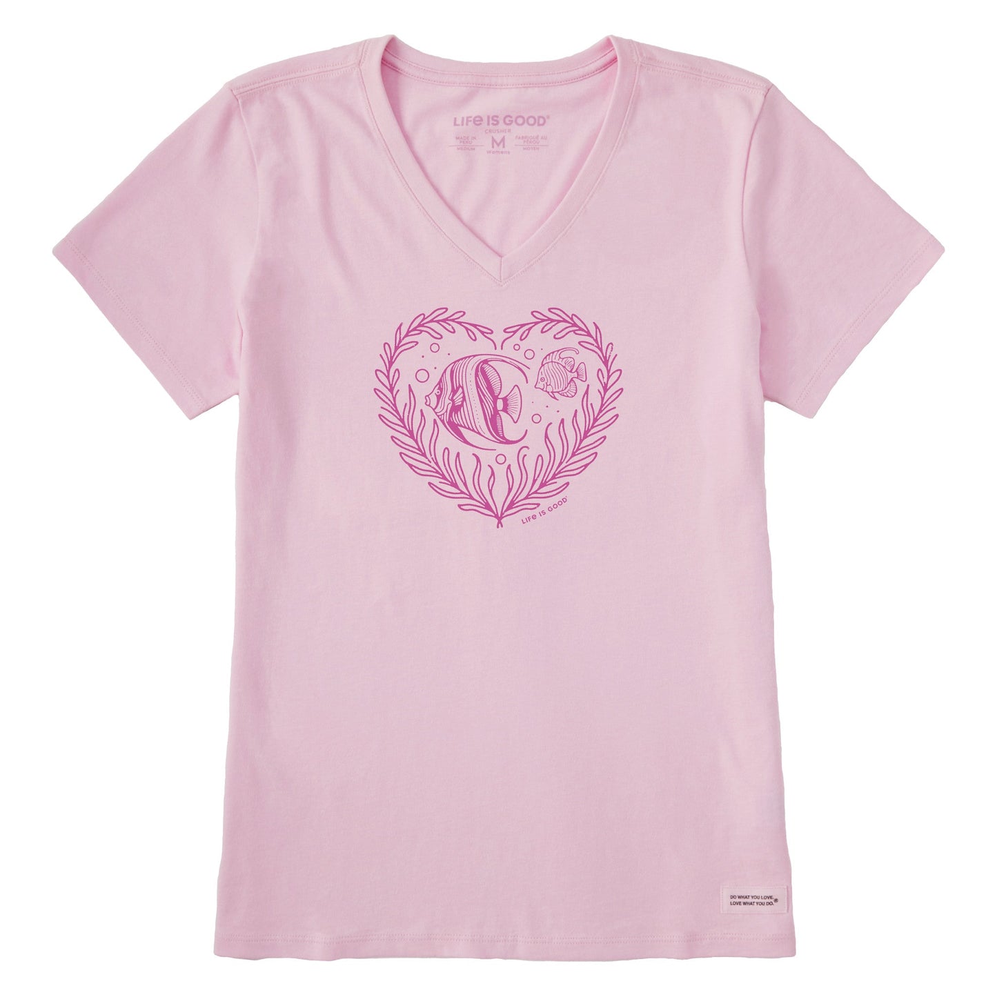 Women's Angelfish Heart Short Sleeve Crusher Vee