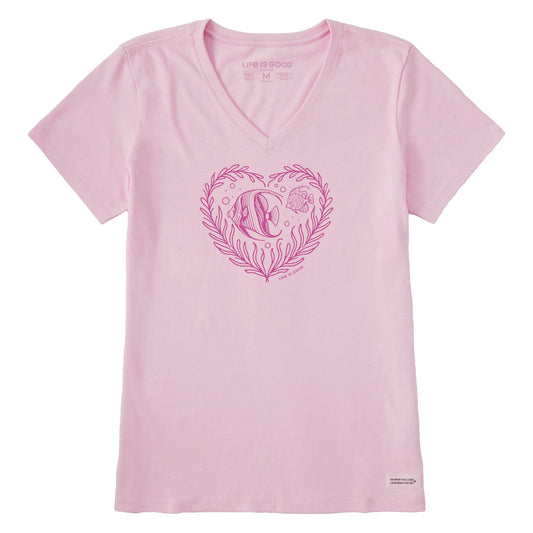 Women's Angelfish Heart Short Sleeve Crusher Vee