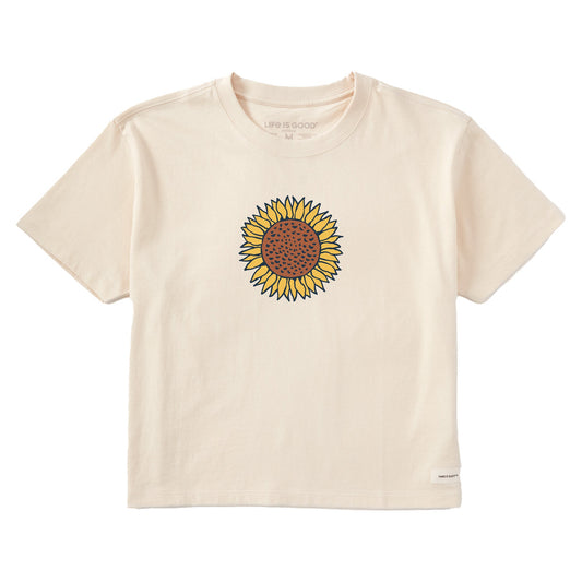 Women's Single Sunflower Short Sleeve Crusher Boxy Tee