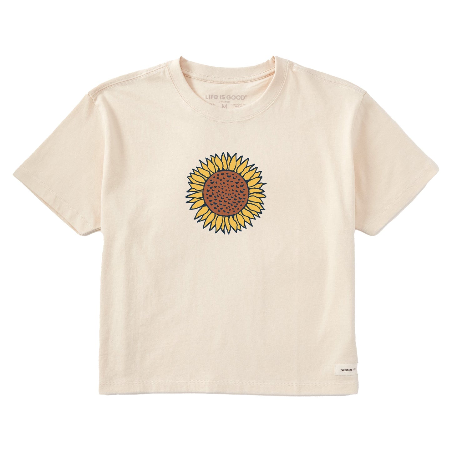 Women's Single Sunflower Short Sleeve Crusher Boxy Tee