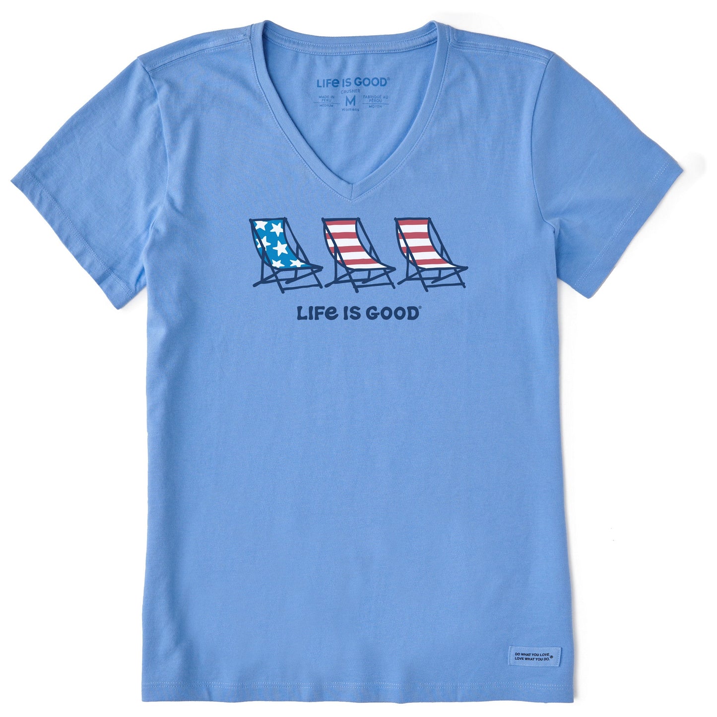 Women's Flag Beach Chairs Short Sleeve Vee