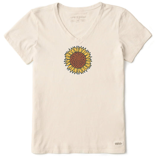 Women's Single Sunflower Short Sleeve Crusher Vee