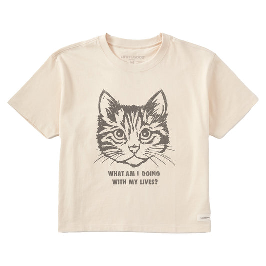 Women's Cat Lives Short Sleeve Crusher Boxy Tee
