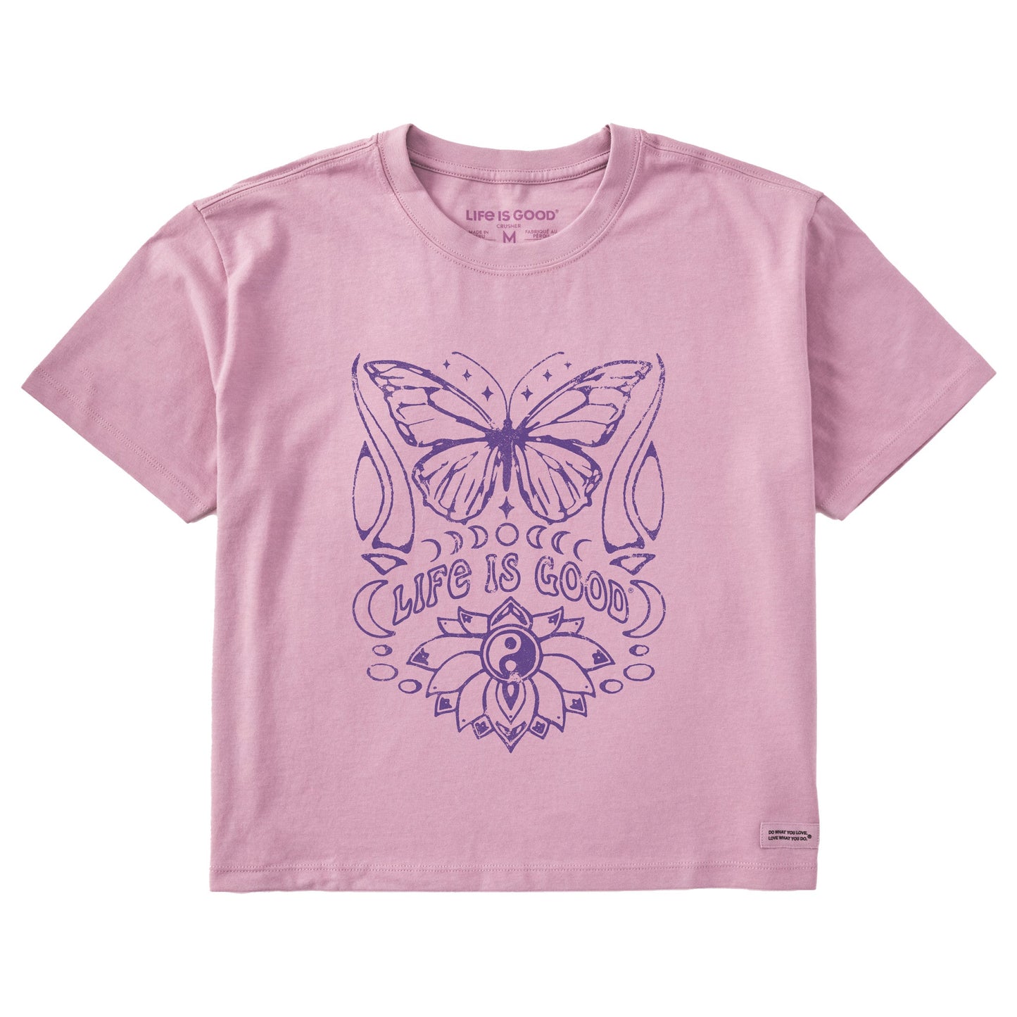 Women's Butterfly Yin Yang Short Sleeve Crusher Boxy Tee