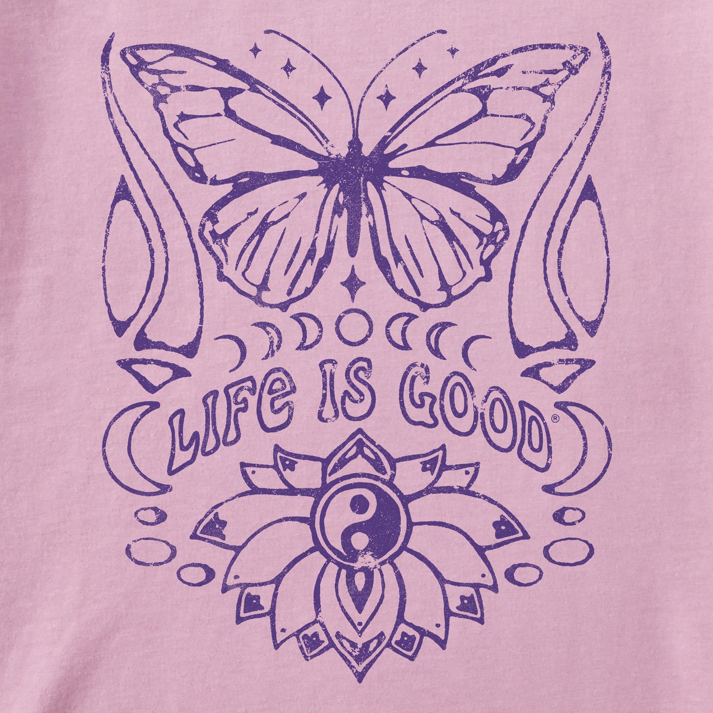 Women's Butterfly Yin Yang Short Sleeve Crusher Boxy Tee