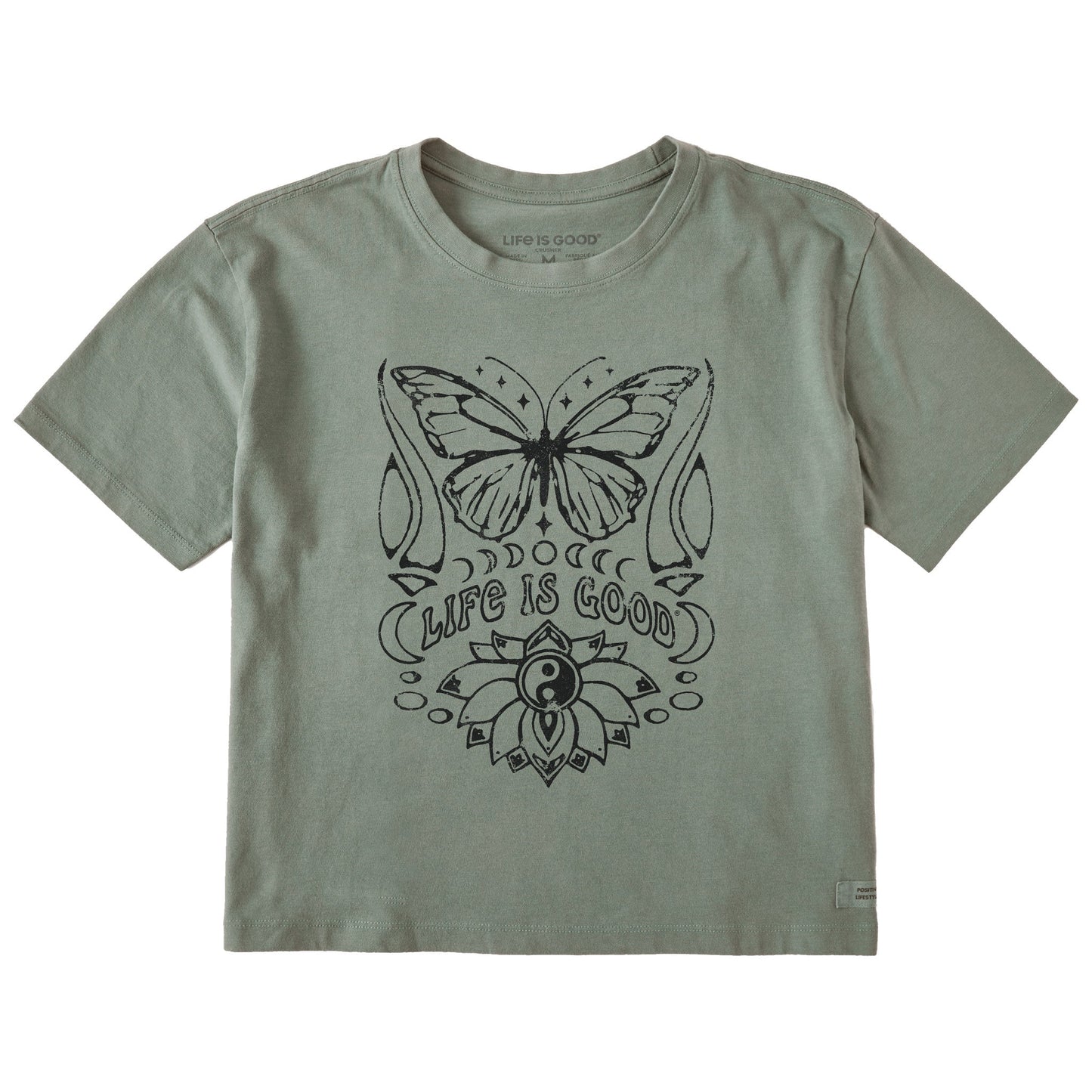 Women's Butterfly Yin Yang Short Sleeve Crusher Boxy Tee