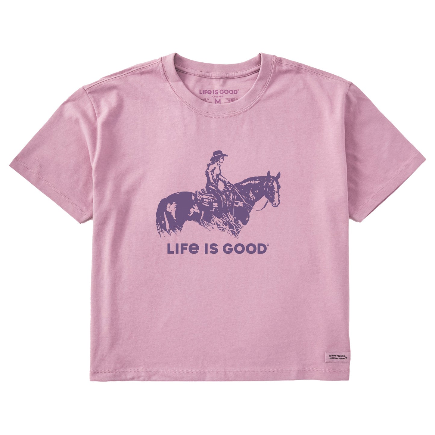 Women's Female Western Rider Silhouette Short Sleeve Crusher Boxy Tee