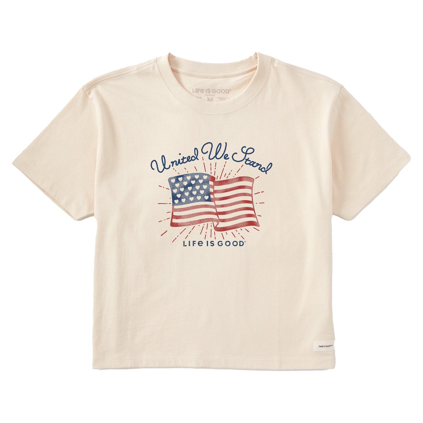 Women's United We Stand Heart Flag Short Sleeve Crusher Boxy Tee