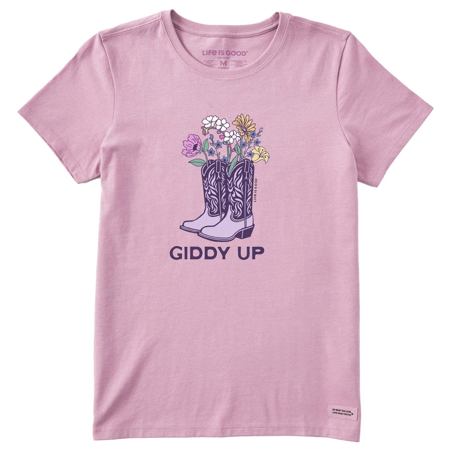 Women's Giddy Up Flower Boots Short Sleeve Tee