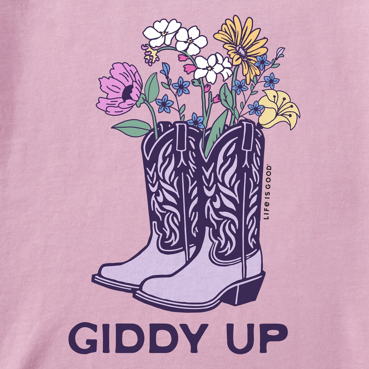 Women's Giddy Up Flower Boots Short Sleeve Tee