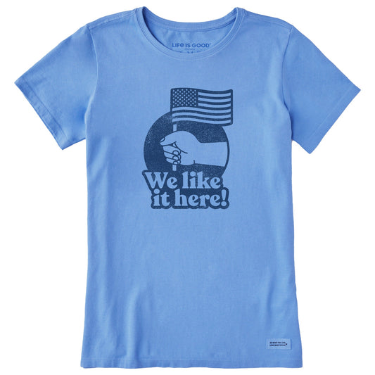 Women's We Like it Here Flag Short Sleeve Tee