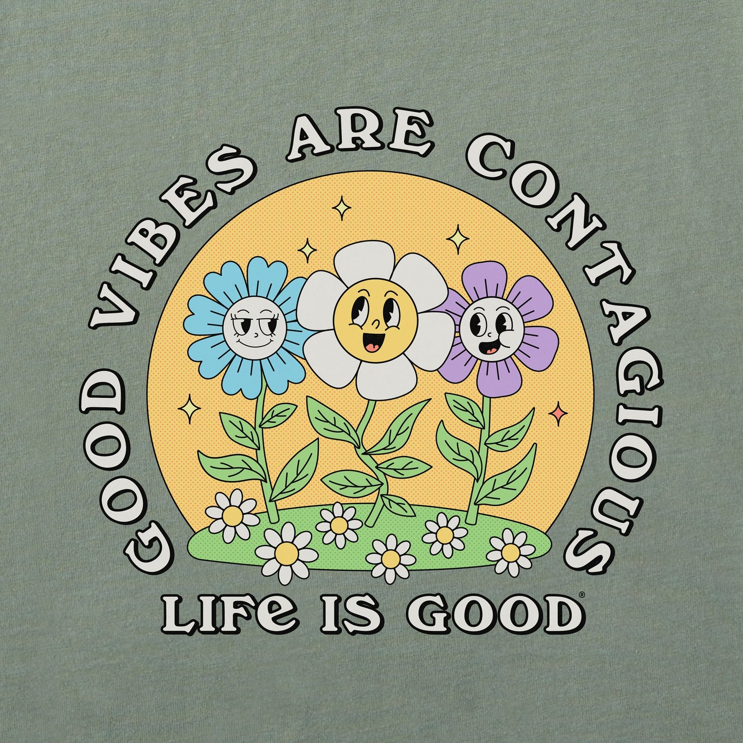 Women's Good Vibes are Contagious Flowers Short Sleeve Crusher Tee